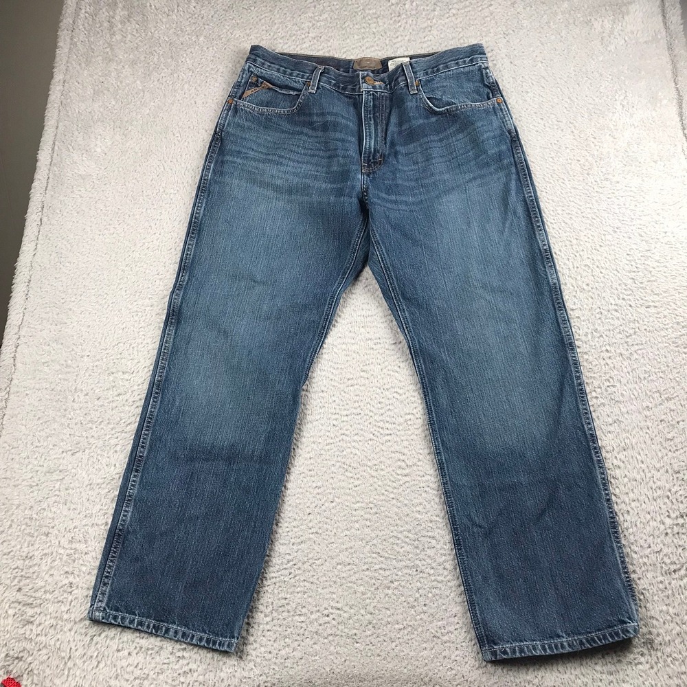 Ariat M3 Athletic Jeans Mens 34 (36x29) Blue Denim Straight Leg Cowboy Western